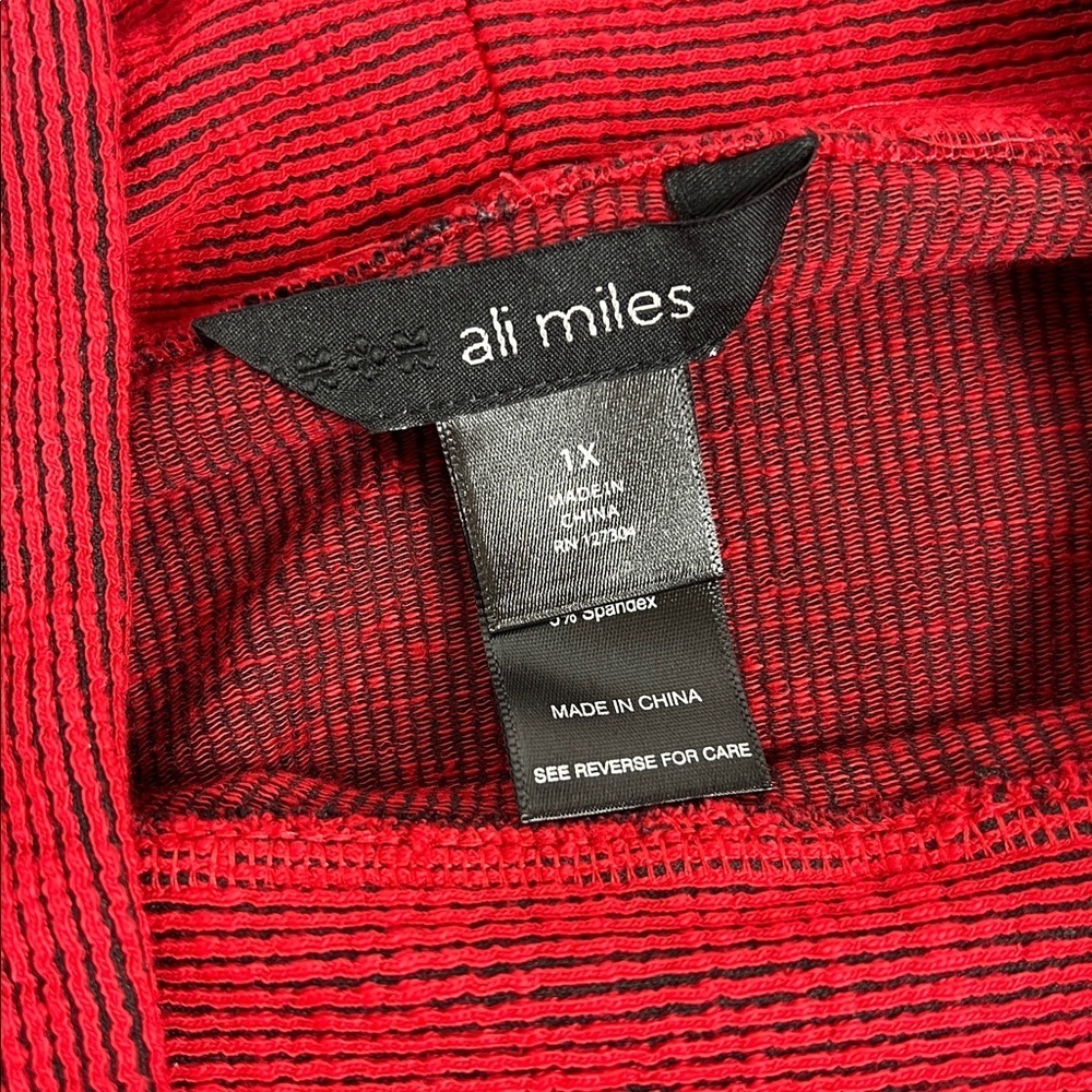 Ali Miles Sz 1X Red and Black Polka Dot Top Art to Wear Cowl Neck NWT - Picture 6 of 12